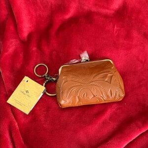 Patricia Nash Brown Embossed Leather Coin Purse